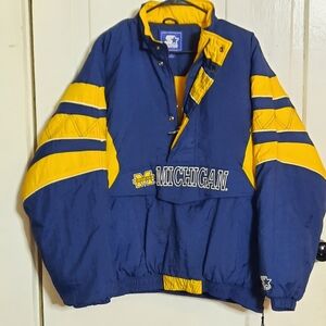 Starter Jacket Pullover Puffer Michigan Wolverines NCAA VTG 90s Y2K Style EUC XL